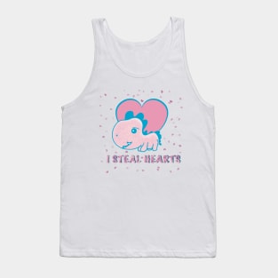 I steal hearts valentines day cute dinosaur Tank Top